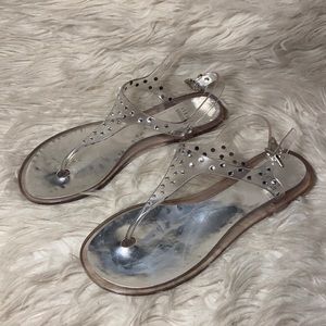 Stuart Weitzman Embellished Jelly Sandals in Clear